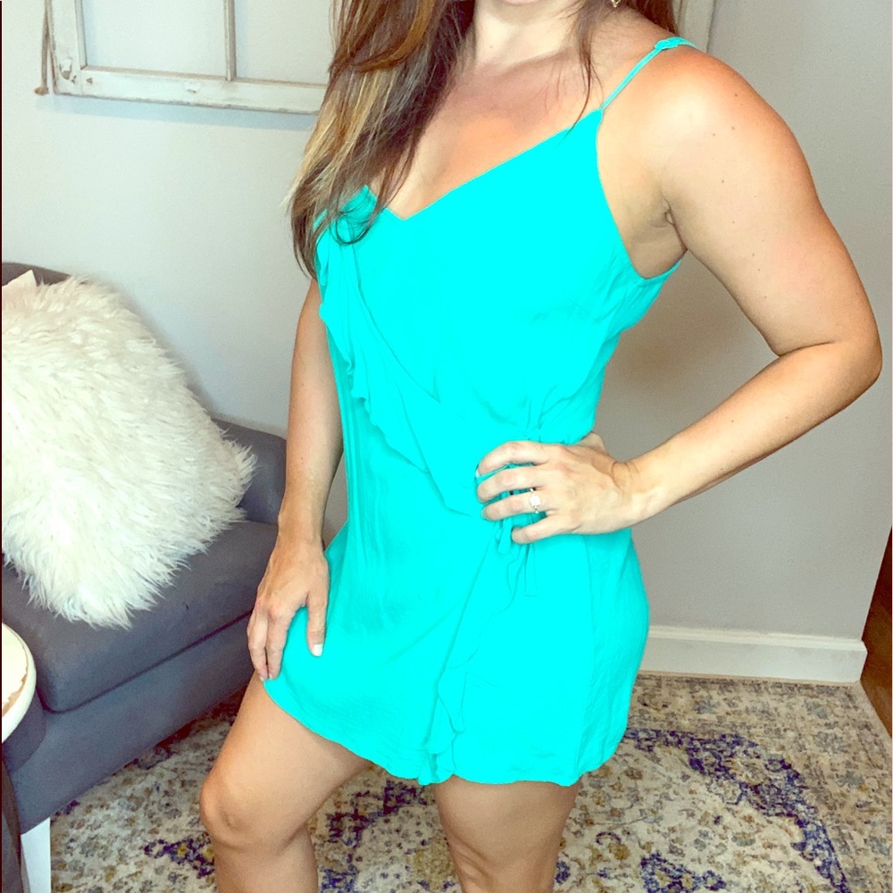 Turquoise Blue Chiffon Romper